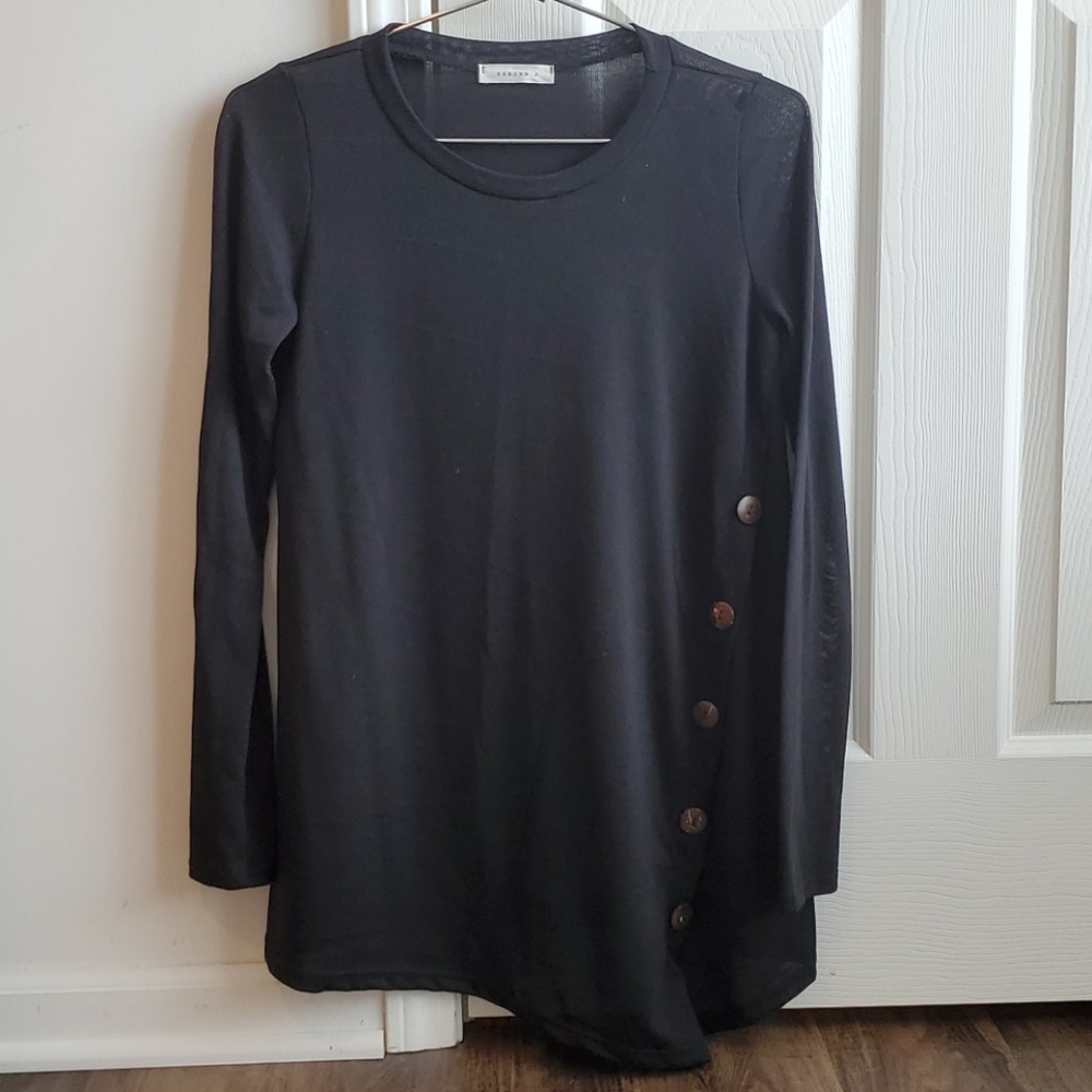 Black Long Sleeve Tunic Top